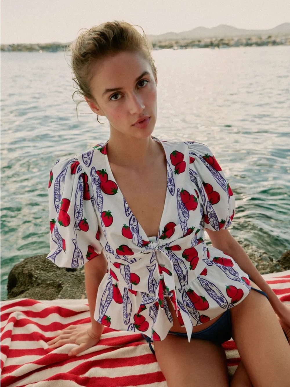 ZARA PRINTED SHIRT WITH BOWS